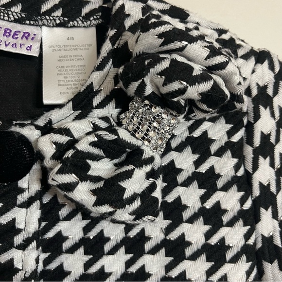 Girls Blueberi Boulevard Houndstooth Print Long Dress Coat Jacket Size 4/5 - Picture 3 of 10